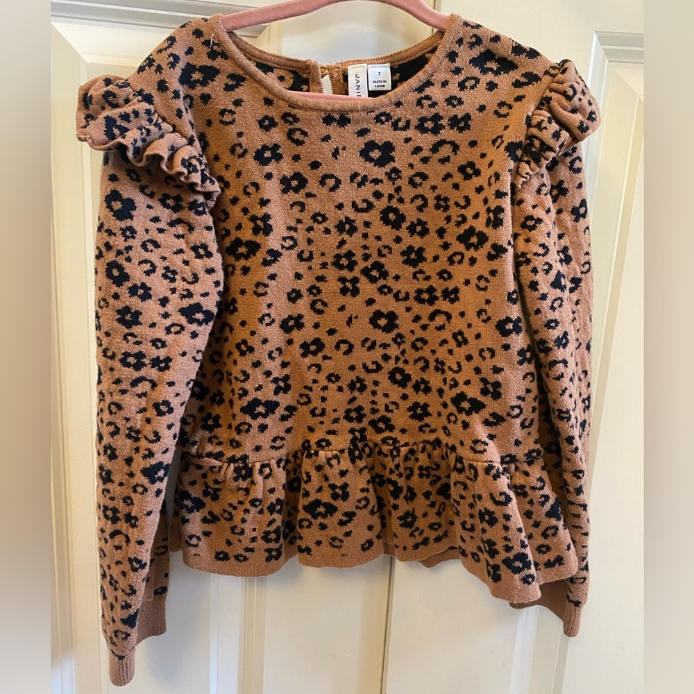 Janie and Jack leopard peplum sweater size 7